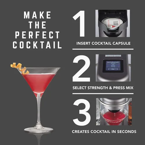 Vista 2 de Bartesian Cosmopolitan, Margarita y Old Fashioned - Cápsulas mezcladoras de cóctel, paquete de 18 cápsulas de cóctel, para coctelera Bartesian