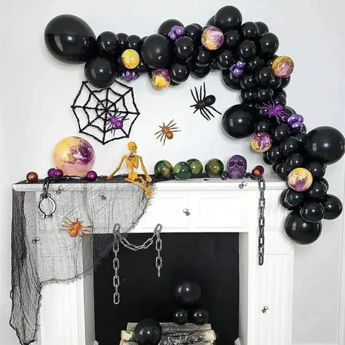 Vista 6 de FOTIOMRG - Globos negros de 12 pulgadas, paquete de 50 globos de fiesta negros de buena calidad para cumpleaños, graduación, baby shower, Halloween