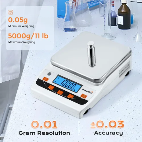 Vista 2 de Bonvoisin Báscula de laboratorio 176.37 oz/0.00 oz Escala científica de laboratorio de alta precisión 0.00 oz de precisión Balanza analítica