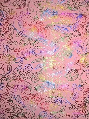 Vista 3 de Poliéster Spandex Multicolor Flores Foil Print Tela por The Yard (negro)