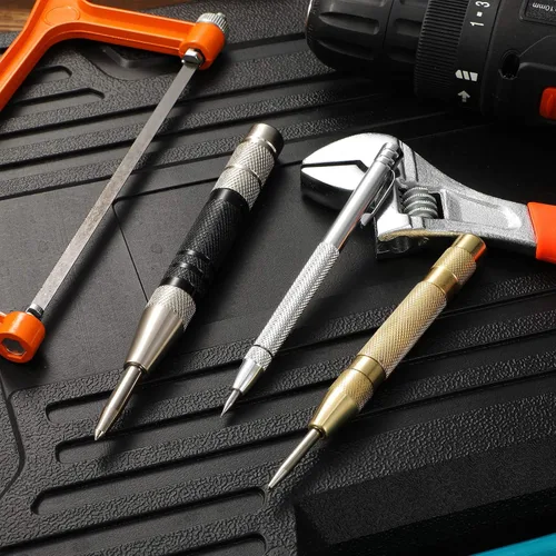 Vista 6 de Honoson 3 piezas de punta de carburo de tungsteno con imán de grabado de aluminio pluma con clip y punzón central automático con resorte para vidrio