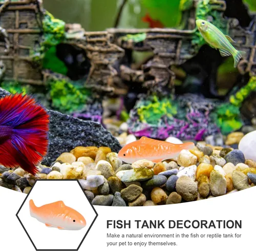 Vista 7 de Toddmomy Adorno flotante de peces para decoración de acuario, 3.85 x 1.41 x 1.25 pulgadas, adorable acento de pecera de cerámica con diseño realista