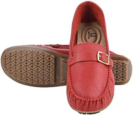 Vista 3 de Mocasines de cuero genuino para mujer, zapatos planos cómodos y ligeros, mocasines casuales