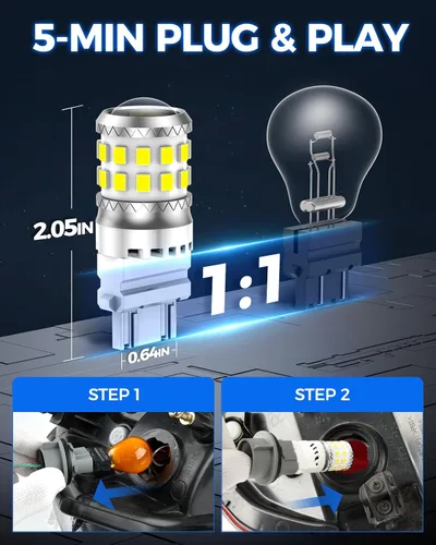 Vista 5 de Marsauto Focos LED de reversa mejorados 3157 3156, luz trasera de estacionamiento, DRL, luz de freno con proyector para reemplazo de focos 3047 3457