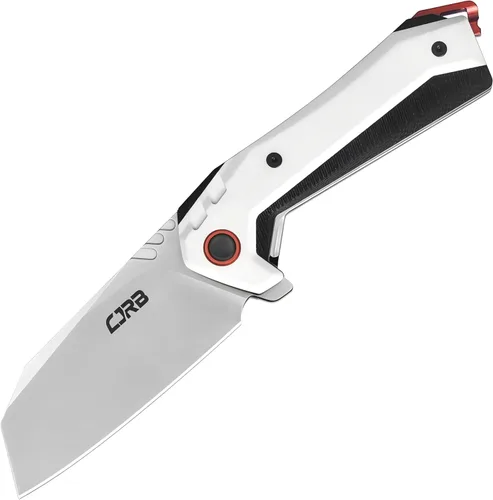 Vista 11 de CJRB Tigris Cuchillo táctico de bolsillo con hoja de acero en polvo AR-RPM9 con PVD negro, mango G10 negro y azul para EDC, camping y caza (J1919)