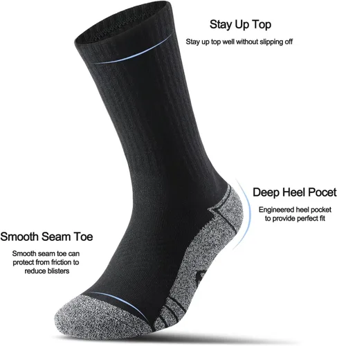 Vista 2 de Calcetines acolchados de algodón para hombre, con compresión de arco atlético, control de humedad, duraderos, cómodos, para trabajo, 6 pares