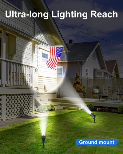 Vista 3 de Solar Powered Spotlights Outdoor Waterproof Sunset Spot LED Lights Ultra Bright for Tree, Flag, Lawn, Statue, Pool, Garden, House, Wall, Yard, Path