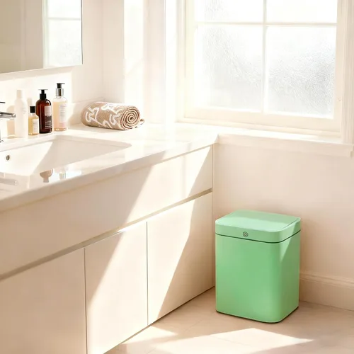 Vista 8 de Bote de basura con sensor de movimiento, automático de 4 galones con tapa hermética sellada, recargable por USB, compacto para baño, cocina