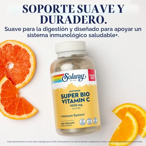Vista 3 de Solaray Vitamina C tamponada Super Bio de 1000 mg, vitamina C de liberación temporal de dos etapas con bioflavonoides, suplemento de apoyo