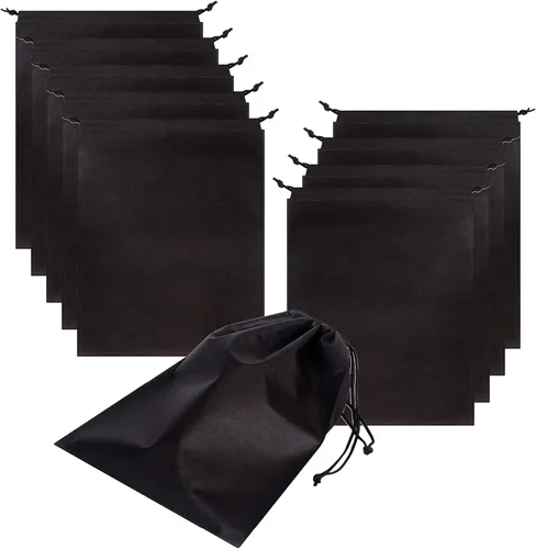 Vista 6 de Juego de 10 bolsas de zapatos jumbo para viajes, no tejidas con cuerda para hombres y mujeres, bolsa grande para zapatos, organizadores de embalaje