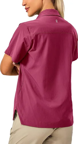 Vista 2 de Little Donkey Andy Camisa de viaje de manga larga para mujer, camisa Safari UPF 50+, camisas de senderismo frescas para exteriores de secado rápido