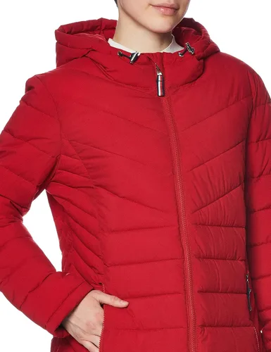 Vista 3 de Tommy Hilfiger Chaqueta acolchada para mujer - Chaqueta ligera con capucha con bolsa de embalaje con cordón