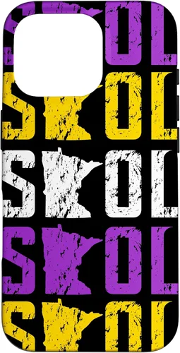 Vista 20 de Funda para iPhone 13 Pro Max SKOL envejecido vikingo vintage morado y amarillo sobre negro