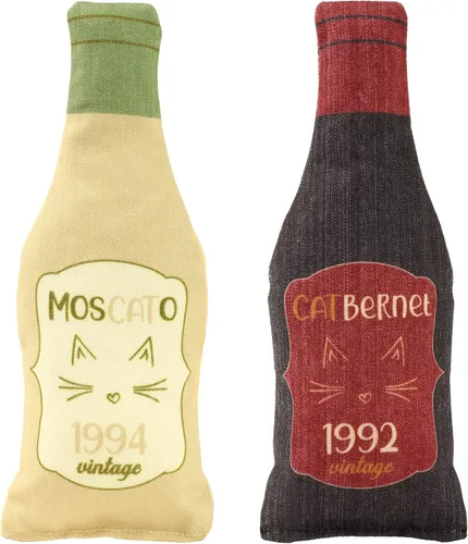 Vista 5 de Botella de vino de hierba gatera juguetes para gatos y gatitos Botella de vino de felpa – Divertido juguete para gatos Moscato y CATbernet – Juguete