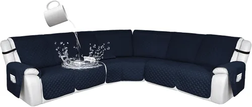 Vista 176 de HDCAXKJ Fundas de sofá seccional reclinable 100% impermeable, forma de L, funda de sofá reclinable lavable acolchada suave para mascotas, perro