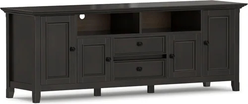 Vista 16 de SIMPLIHOME Amherst - Soporte de TV de transición de madera maciza de 72 pulgadas de ancho, estilo rústico marrón envejecido, para televisores