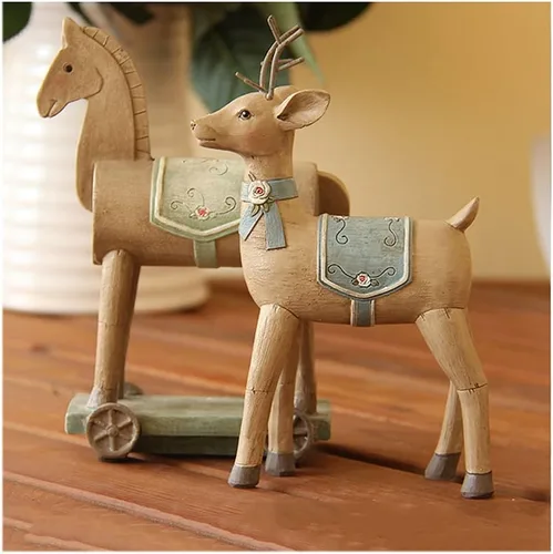Vista 5 de Chinese feng Shui Statue Sculpture Painted Deer Desktop Decorations European Retro Small Decorations Home Living Room Wine Cabinet Desktop Crafts