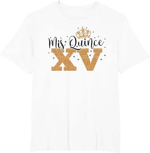 Vista 11 de Camiseta de quinceañera Mis Quince para cumpleaños número 15 Blanco
