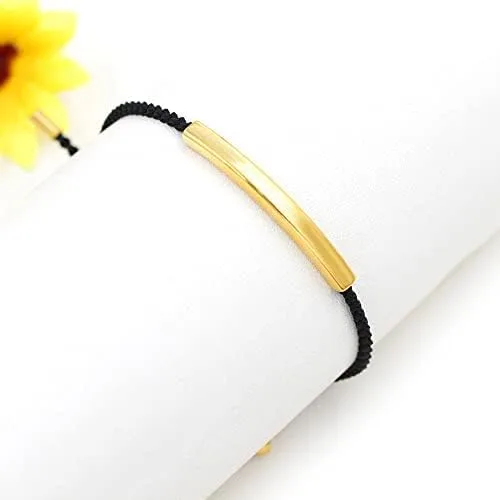 Vista 8 de Uloveido Pulseras de cuerda grabadas personalizadas, pulsera de barra fina de acero inoxidable a juego para mujeres y niñas, pulseras de cuerda