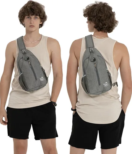 Vista 150 de Waterfly - Mochila cruzada tipo bandolera para viajes y caminatas, bolsa de pecho, Gris, talla única