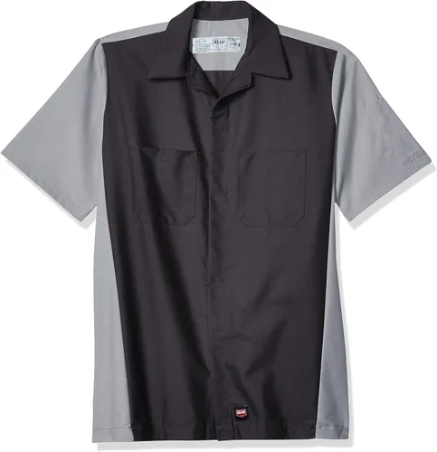 Vista 11 de Red Kap Camisa de Cuello Redondo de Manga Corta de Dos Tonos Carbón/azul (Charcoal/Royal Blue)