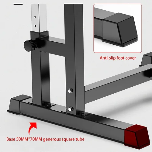 Vista 4 de Adjustable Height Rack Steel Squat Stand Weight Lifting Dip Stand Barbell Racks Strength Training Home Workout Fitness Equipment