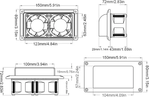 Vista 5 de Ventilador de escape de ventilación, ventilador de ventilación lateral de 2 V 25 W, ventilador de ventilación de escape de RV con tornillos