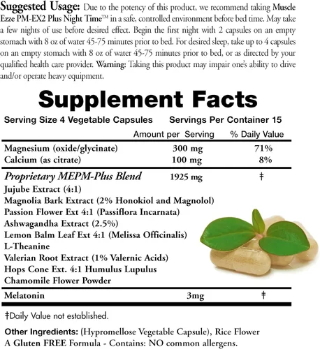 Vista 4 de Muscle Ezze PM Plus Cápsulas nocturnas de Doctors Nutra - Uso nocturno - Sin gluten - 60 cápsulas