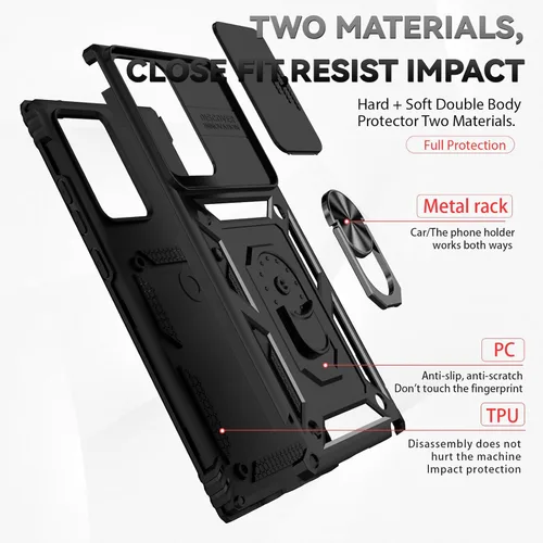 Vista 5 de Funda para Galaxy Note 20 Ultra con protector de pantalla: [grado militar de 20 pies probada en caídas] anillo a prueba de golpes - Samsung Galaxy