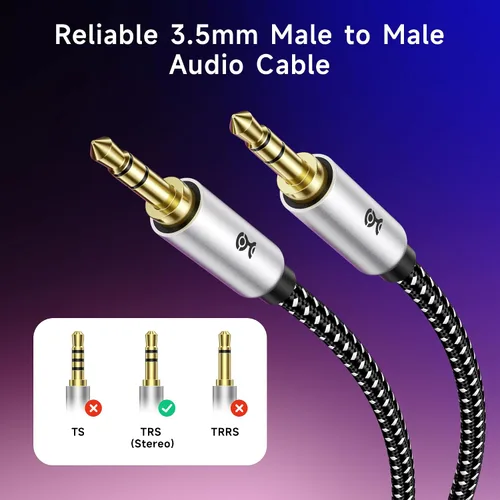 Vista 2 de Cable Matters Paquete de 2 cables de audio de 0.1 in, cable auxiliar, 3 pies