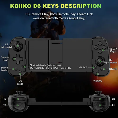 Vista 8 de Phone Game Controller for iPhoneAndroidPCSwitch, Play COD, Genshin, Diablo, Support Streaming on PS4PS3XboxPC Console, Cloud Gaming Wireless Gamepad