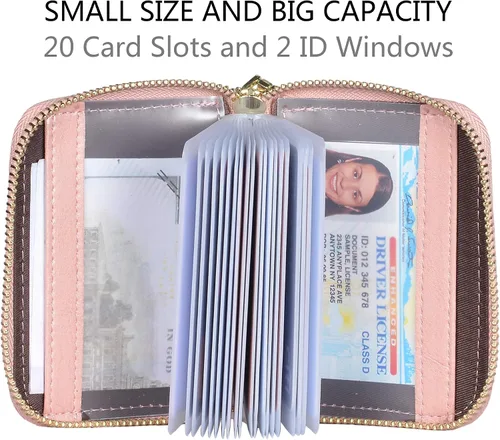 Vista 4 de Tarjetero de piel para tarjetas de crédito y carnet de identidad, con tecnología RFID, para mujer
