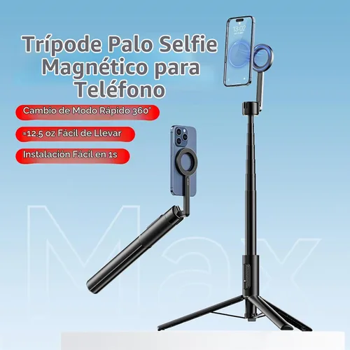 Vista 6 de ULANZI Trípode magnético para selfie stick de 64.6 pulgadas, trípode todo en uno con soporte magnético para teléfono y control remoto inalámbrico
