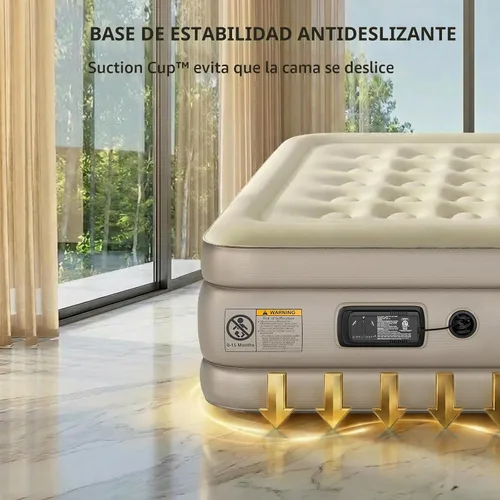 Vista 5 de Simpli Comfy Colchón inflable elevado tamaño individual de 18 pulgadas con bomba de CA integrada, cama de aire autoinflable rápida con parte