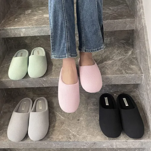 Vista 6 de MAXHONG Pantuflas de casa ligeras de algodón para mujer con espuma viscoelástica, lavables para el hogar, cómodas y acogedoras pantuflas de meter