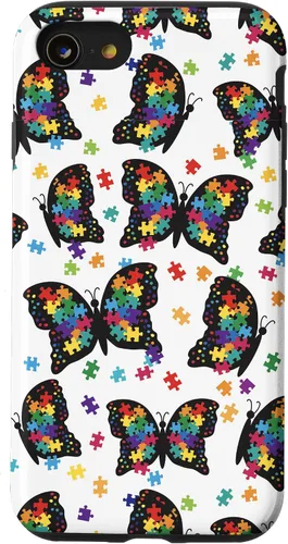 Vista 18 de Funda con patrón de rompecabezas de mariposa para iPhone 17