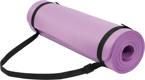 Vista 8 de Fitvids Tapete de yoga de 1/2 pulgada, extra grueso, de alta densidad, antidesgarros, con correa de transporte, adecuado para varios ejercicios