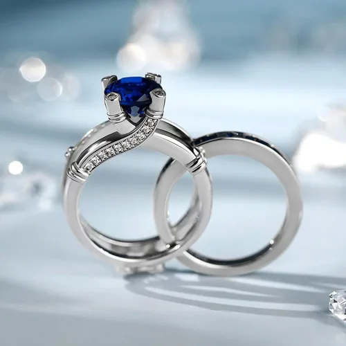 Vista 4 de Jeulia - Anillo de plata de ley con circonitas intercambiables para mujer, para boda, compromiso, aniversario