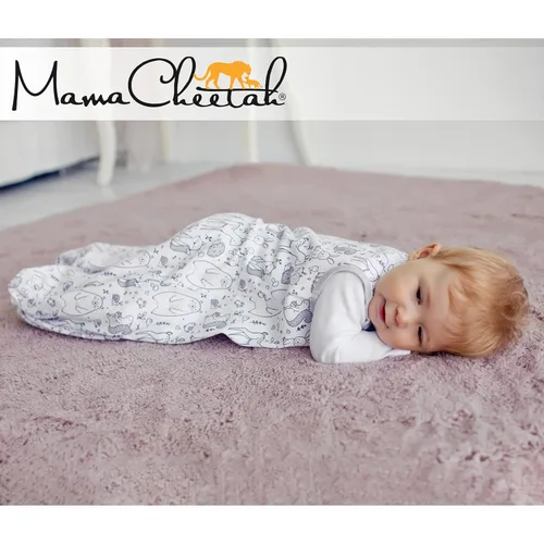 Vista 8 de Mama Cheetah Saco de dormir para bebé de 0.5 TOG, Manta portátil de algodón orgánico para bebé con cremallera bidireccional, Saco de dormir