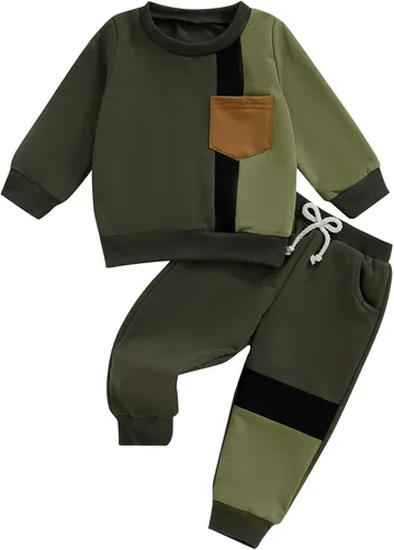 Vista 77 de Conjunto de sudadera de manga larga con cuello redondo y pantalones deportivos para bebés, ropa de invierno para bebé
