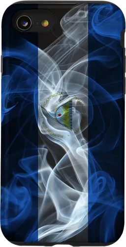 Vista 18 de iPhone 13 Pro Max Smoky Nicaragua Flag - Funda de orgullo nicaragüense estilo humo