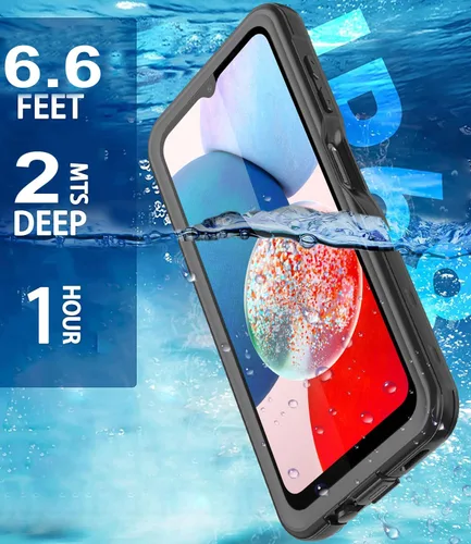 Vista 3 de Funda impermeable para Samsung Galaxy A14 5G, protector de pantalla integrado, cuerpo completo de 360°, resistente a prueba de golpes, a prueba