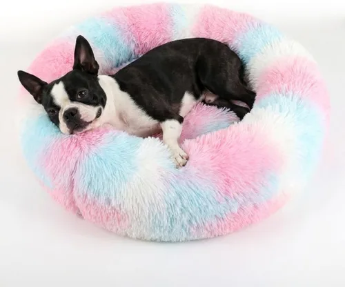 Vista 42 de Cama para perros pequeños, cama calmante para perros pequeños, antiansiedad, cama para cachorros, lavable a máquina, esponjosa, de lujo Verde militar