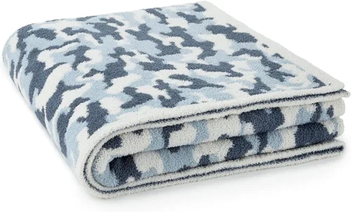 Vista 4 de Crafted by Catherine Manta de punto acogedora con estampado de camuflaje de 60 x 70 pulgadas, suave y cómoda manta decorativa para sofá, cama, sofá