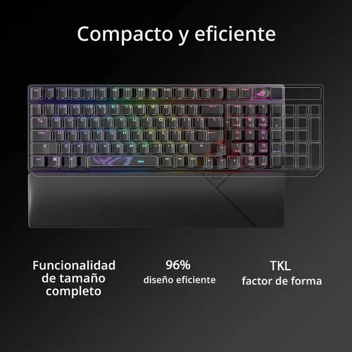 Vista 3 de ASUS ROG Strix Scope II 96 Teclado inalámbrico para juegos y ratón inalámbrico ROG Spatha X y funda ROG funda extendida