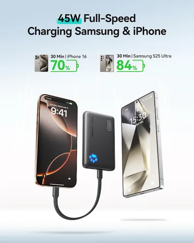 Vista 5 de INIU Cargador portátil compacto de alta capacidad para portátil de 140 W 25000 mAh y banco de energía ultra delgado de 45 W 10000 mAh