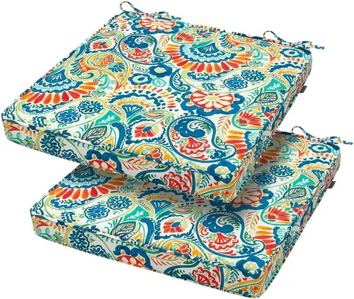 Vista 9 de Magpie Fabrics Cojín de asiento de esquina cuadrada, 18 x 18 x 2.5 pulgadas, paquete de 2, impermeable, para interiores y exteriores, resistente a