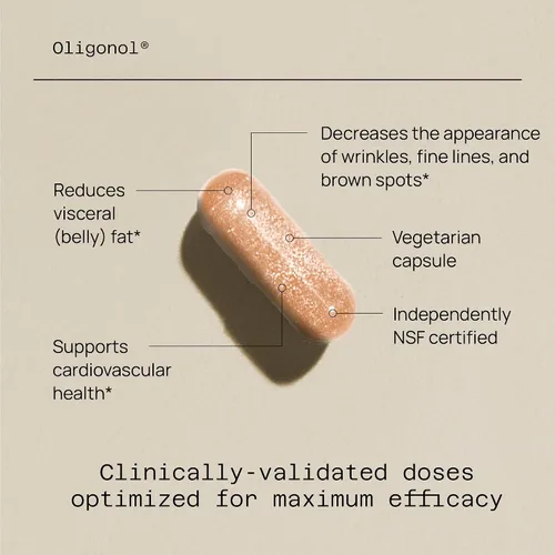 Vista 3 de Quality of Life - Suplemento antienvejecimiento de primera calidad - Promueve la salud cardiovascular, la circulación y la juventud - Oligonol