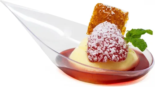 Vista 3 de Paquete de 48 Cucharitas Pequeñas en Forma de Gota Transparentes Mini Platos para Aperitivos Mini Cucharas de Postre de Plástico de Grado