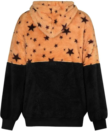 Vista 6 de RMXEi - Sudadera con capucha para mujer, talla grande, diseño de estrellas, con bolsillos, para invierno
